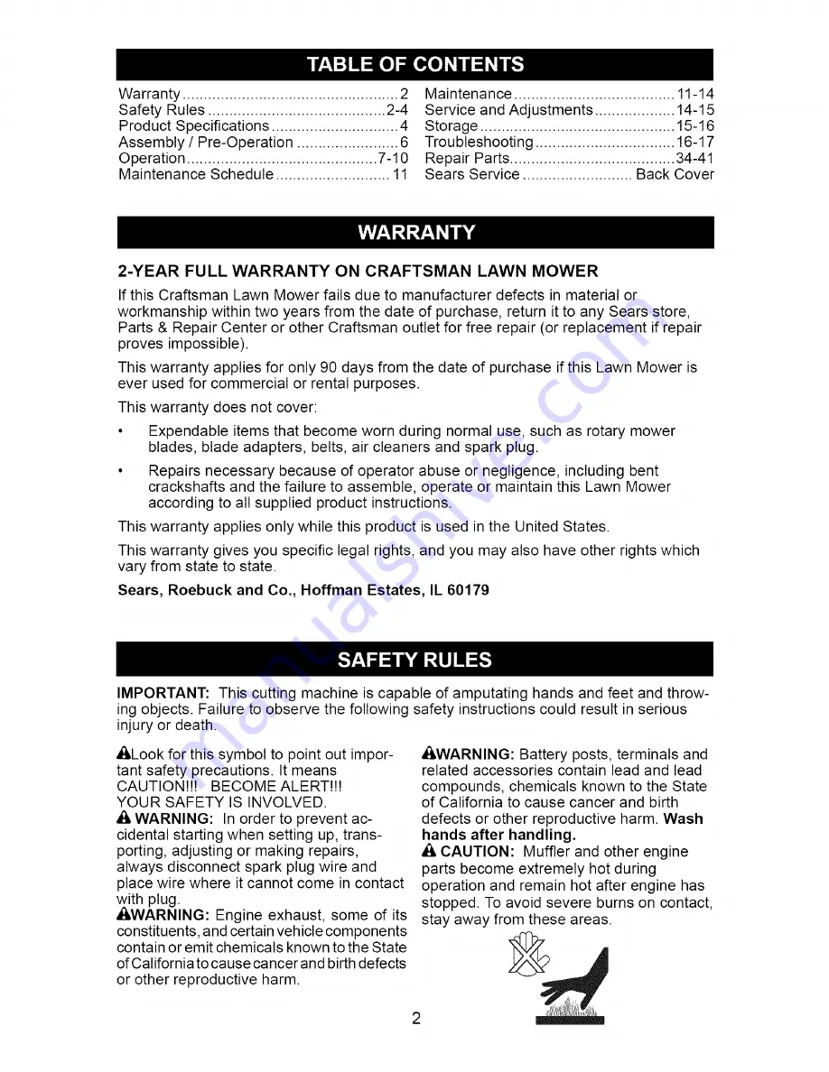 Craftsman 917.376055 Owner'S Manual Download Page 2