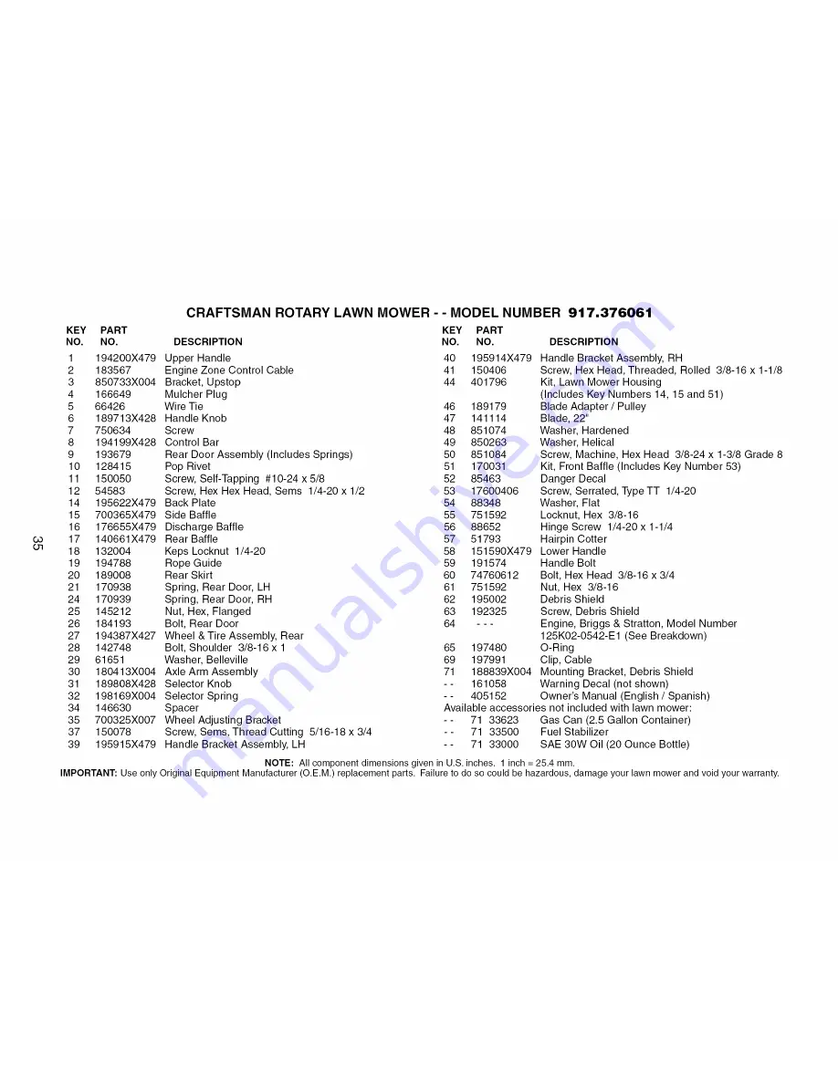 Craftsman 917.376061 Owner'S Manual Download Page 35