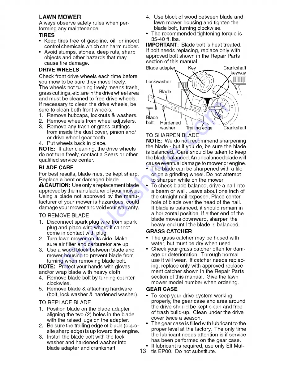 Craftsman 917.376070 Owner'S Manual Download Page 13