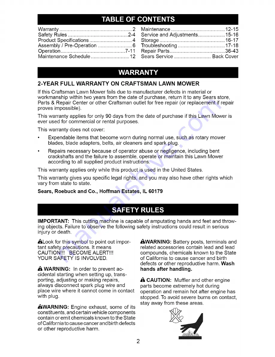 Craftsman 917.376164 Owner'S Manual Download Page 2