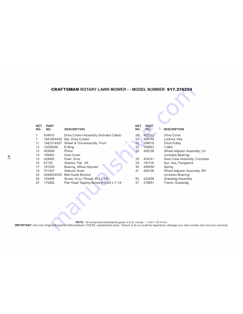 Craftsman 917.376224 Owner'S Manual Download Page 41