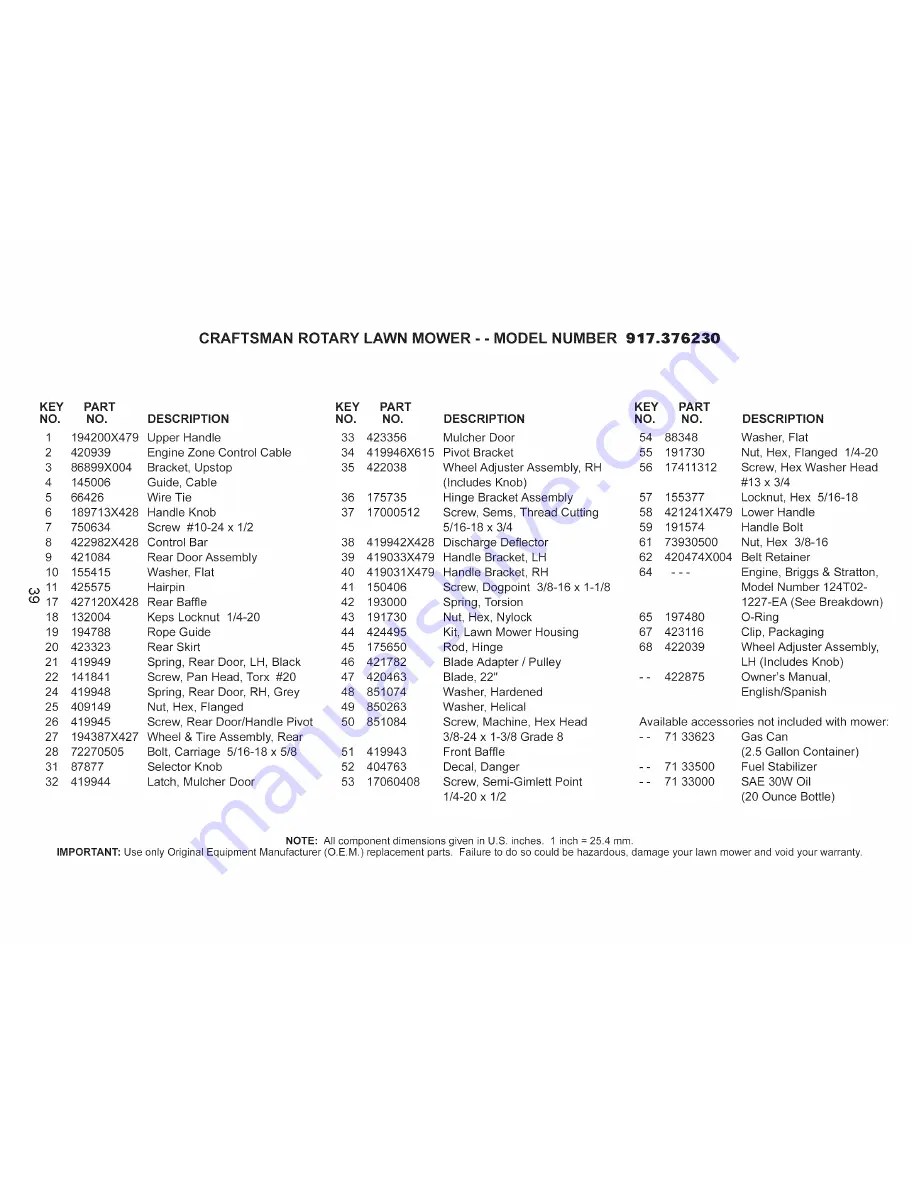 Craftsman 917.376230 Owner'S Manual Download Page 39