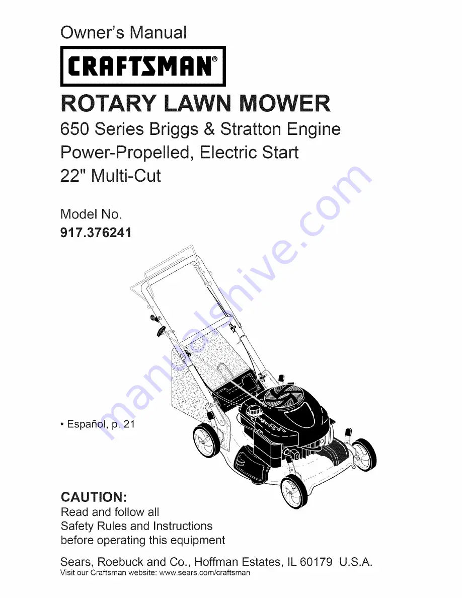 Craftsman 917.376241 Owner'S Manual Download Page 1