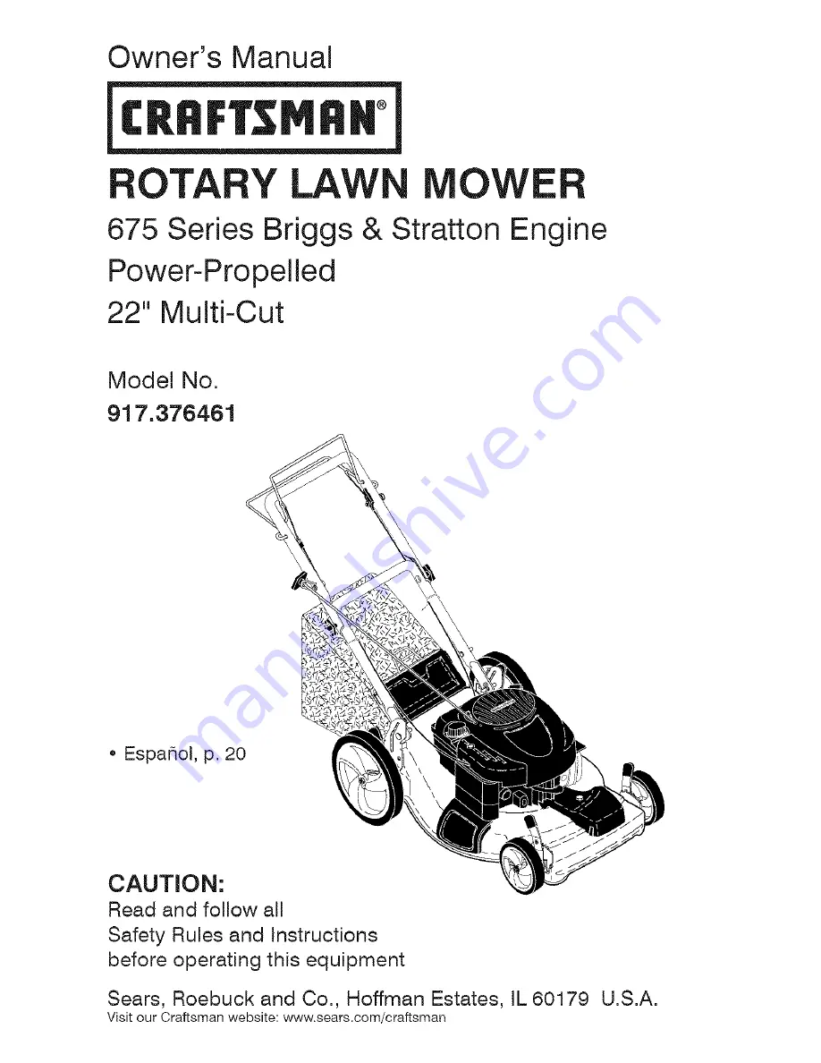 Craftsman 917.376461 Скачать руководство пользователя страница 1