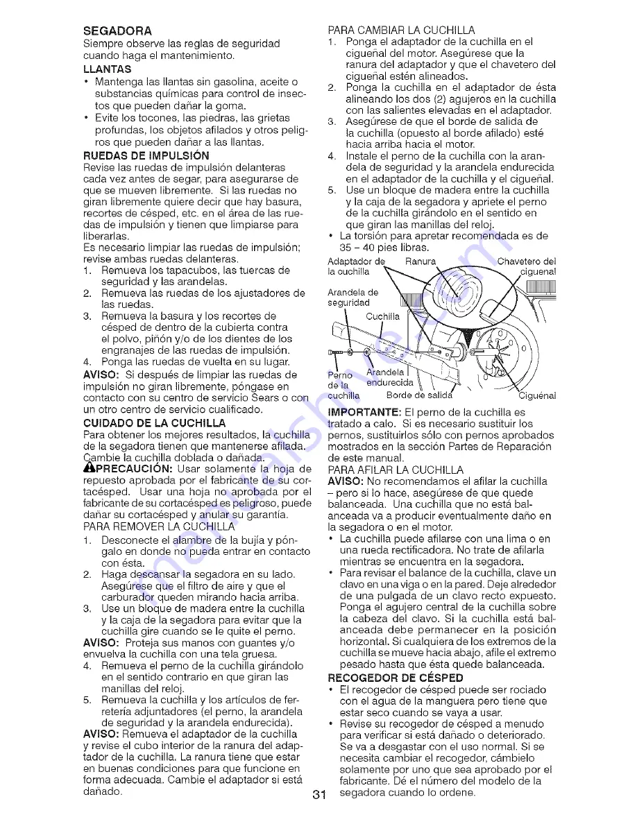 Craftsman 917.376461 Owner'S Manual Download Page 31