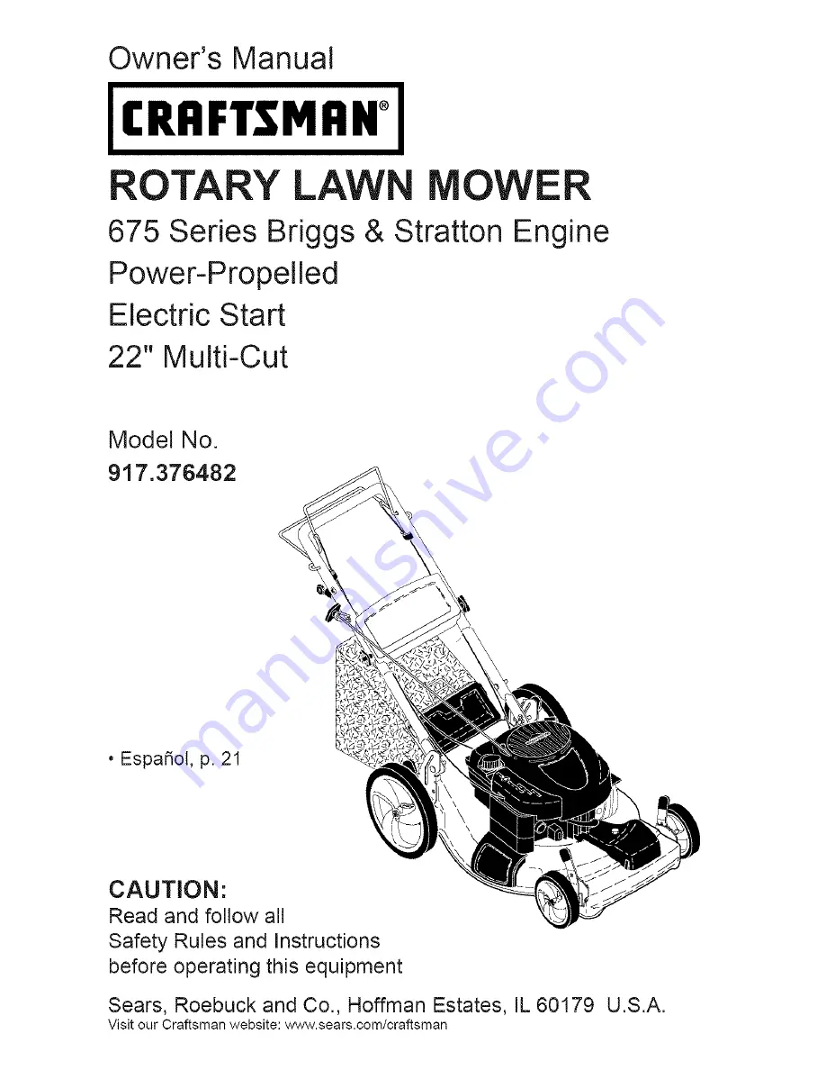 Craftsman 917.376482 Owner'S Manual Download Page 1