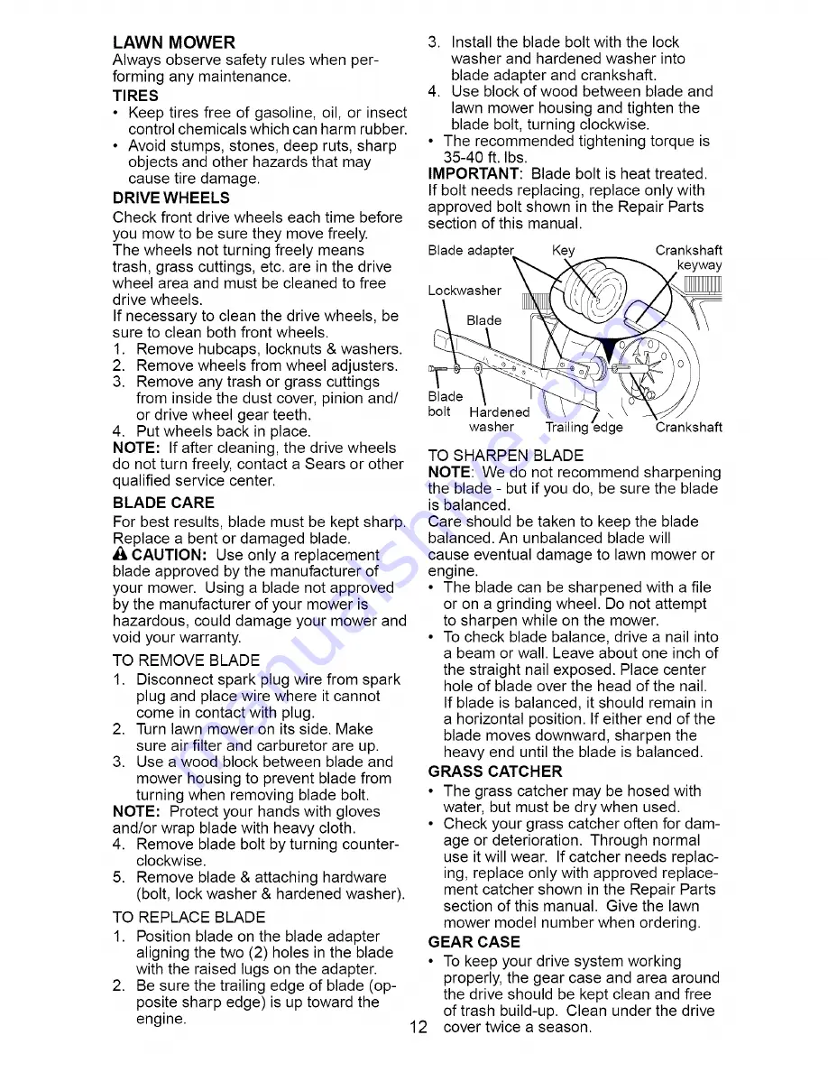 Craftsman 917.376521 Owner'S Manual Download Page 12