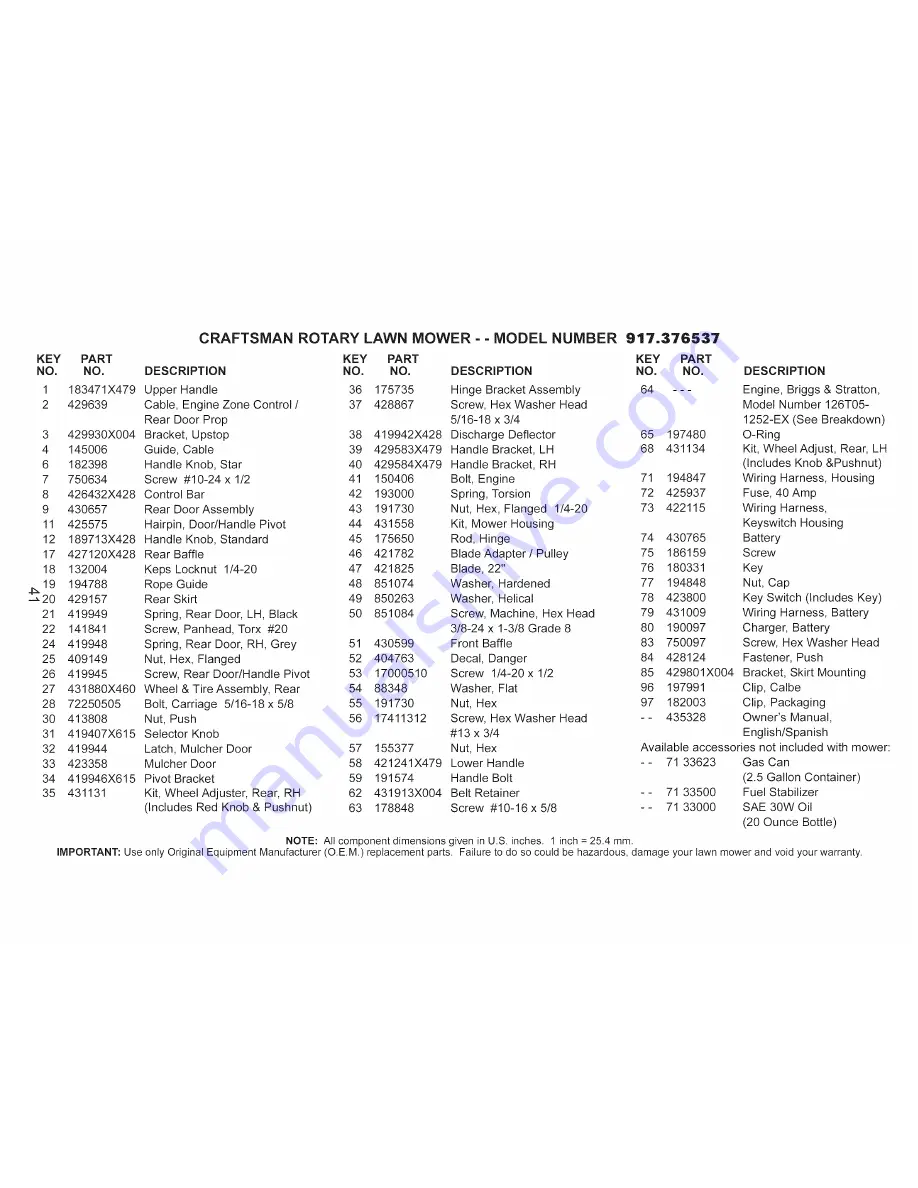 Craftsman 917.376537 Owner'S Manual Download Page 41