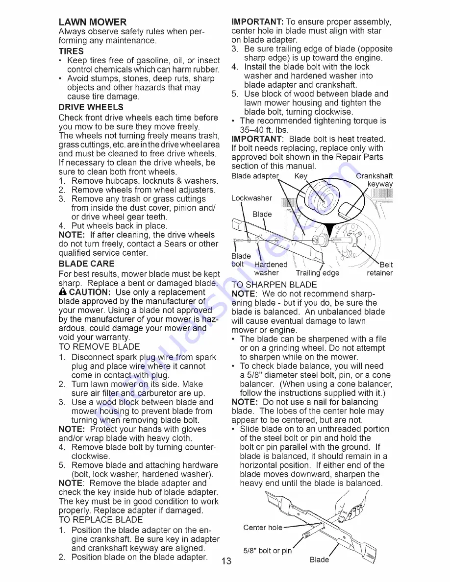 Craftsman 917.376541 Owner'S Manual Download Page 13