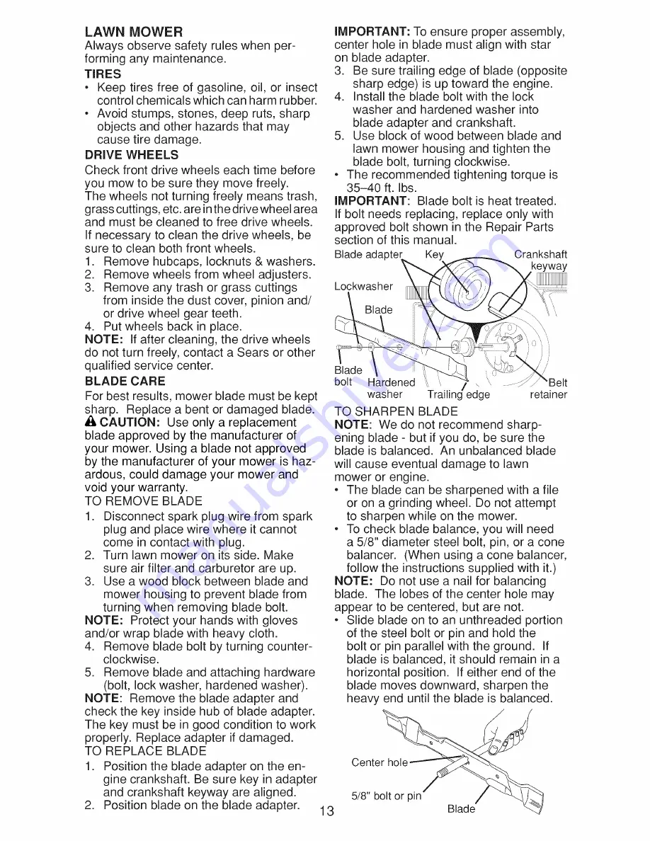 Craftsman 917.376545 Owner'S Manual Download Page 13