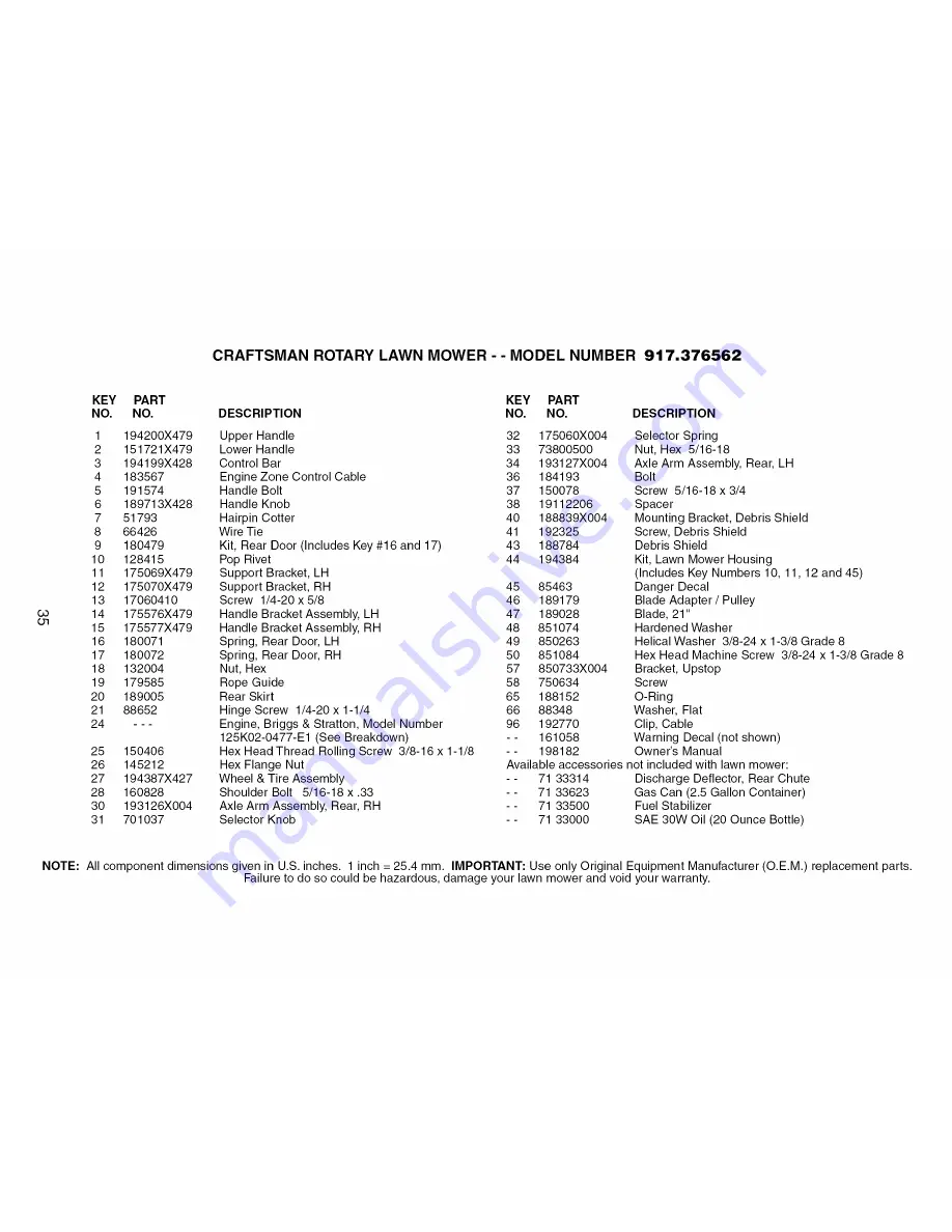 Craftsman 917.376562 Owner'S Manual Download Page 35