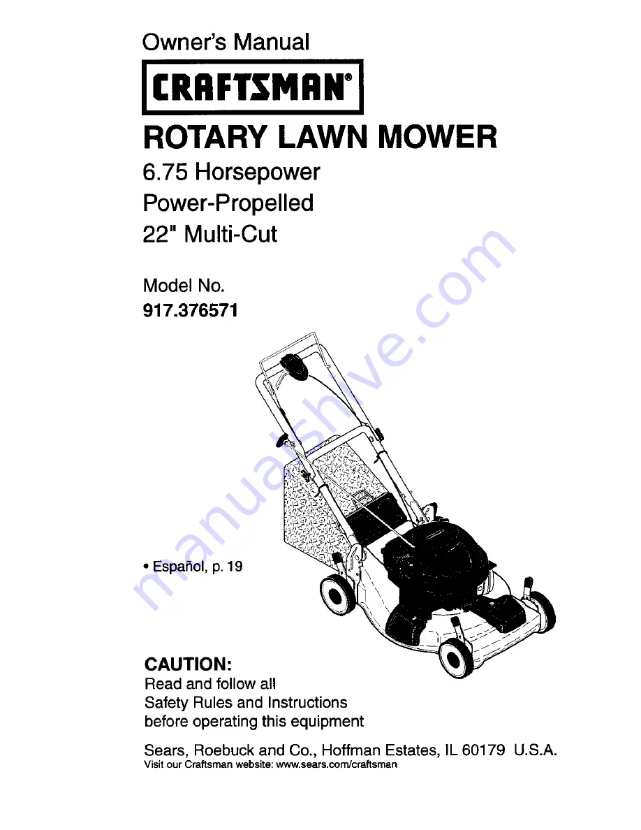 Craftsman 917.376571 Owner'S Manual Download Page 1