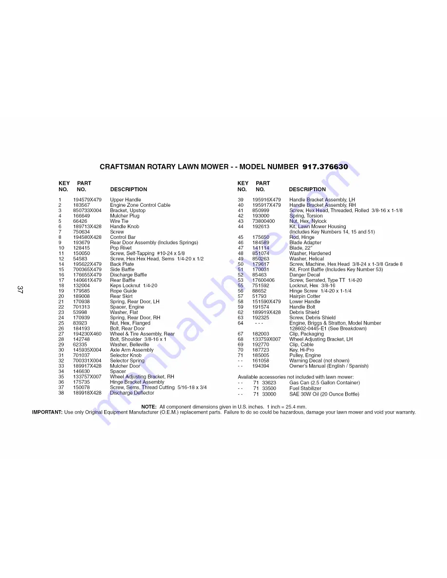 Craftsman 917.376630 Owner'S Manual Download Page 37