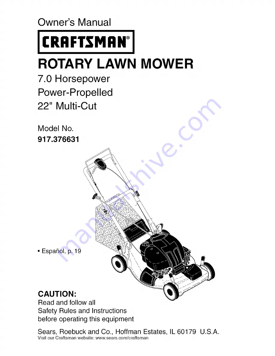 Craftsman 917.376631 Owner'S Manual Download Page 1