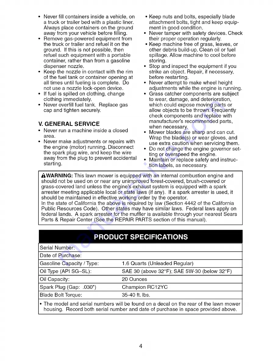 Craftsman 917.376631 Owner'S Manual Download Page 4