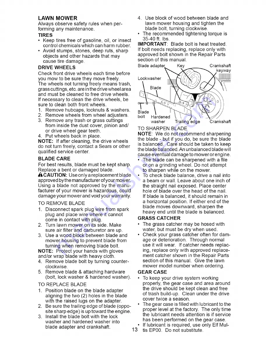 Craftsman 917.376661 Owner'S Manual Download Page 13