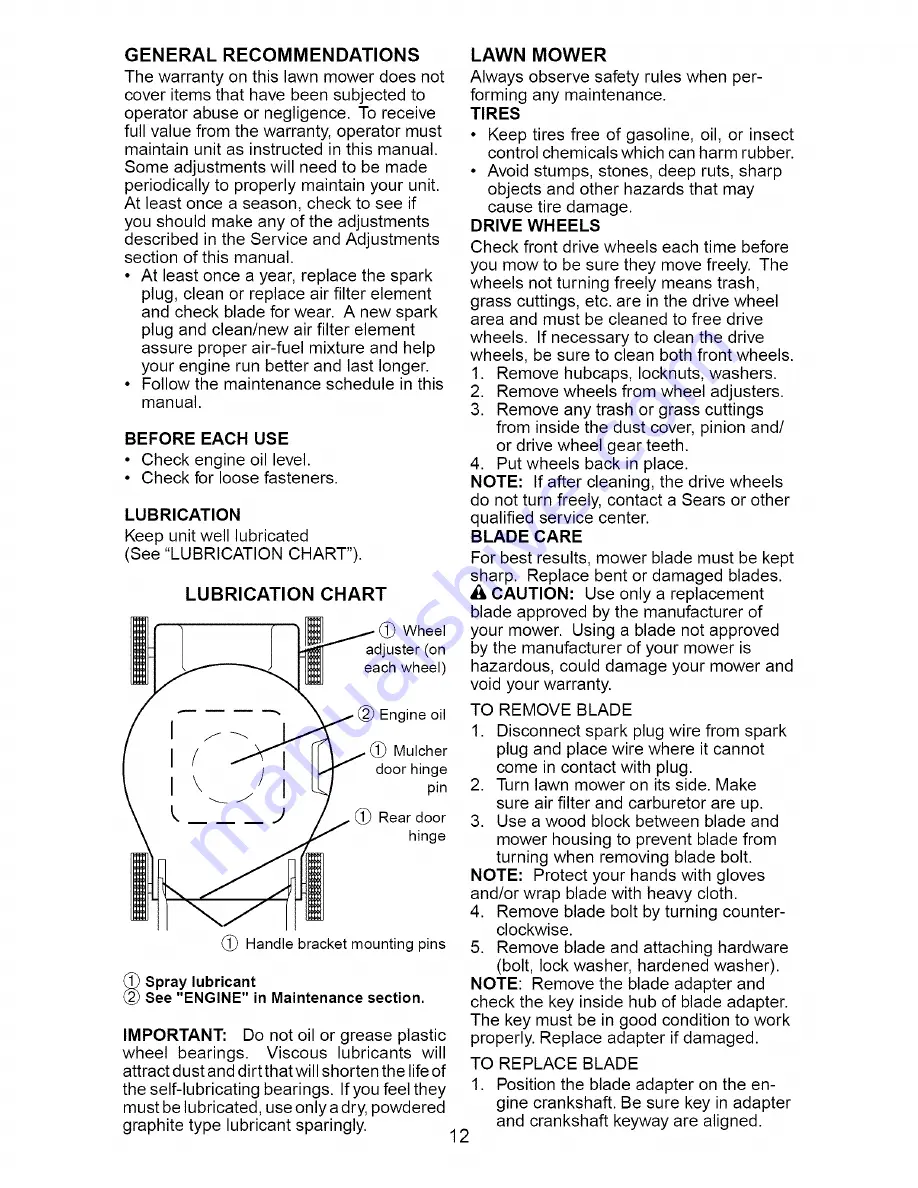 Craftsman 917.376692 Owner'S Manual Download Page 12