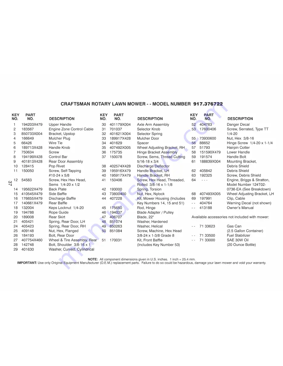 Craftsman 917.376722 Owner'S Manual Download Page 37