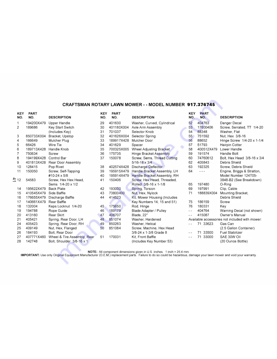 Craftsman 917.376745 Owner'S Manual Download Page 41