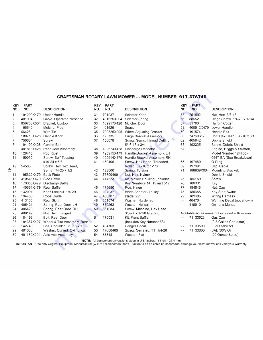 Craftsman 917.376746 Owner'S Manual Download Page 41