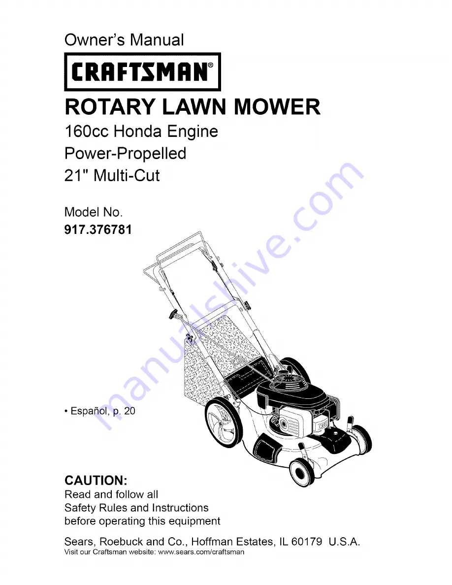 Craftsman 917.376781 Owner'S Manual Download Page 1