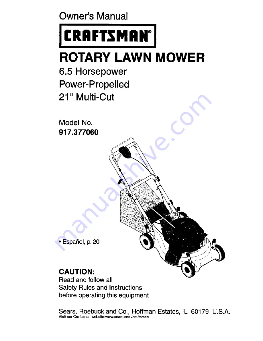 Craftsman 917.377060 Owner'S Manual Download Page 1