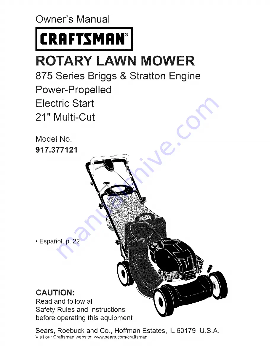 Craftsman 917.377121 Owner'S Manual Download Page 1