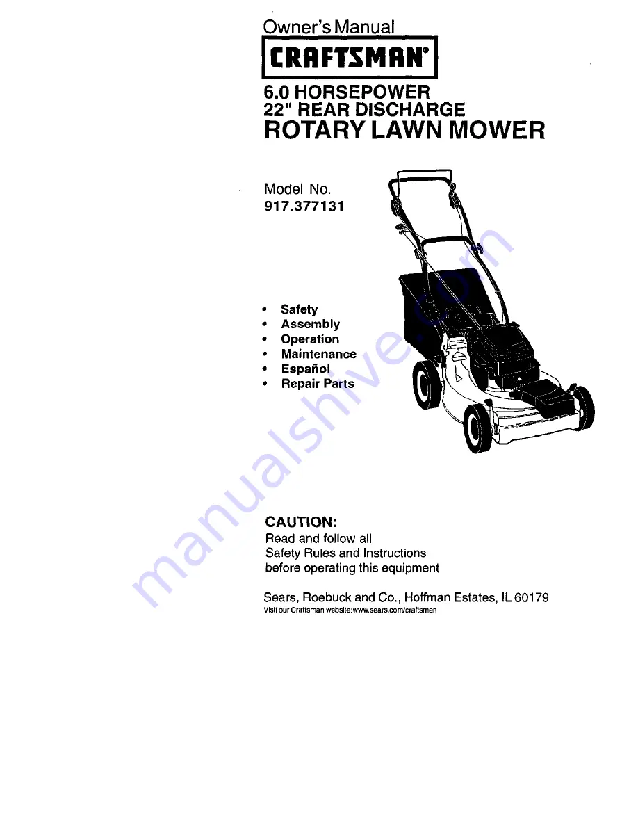 Craftsman 917.377131 Owner'S Manual Download Page 1