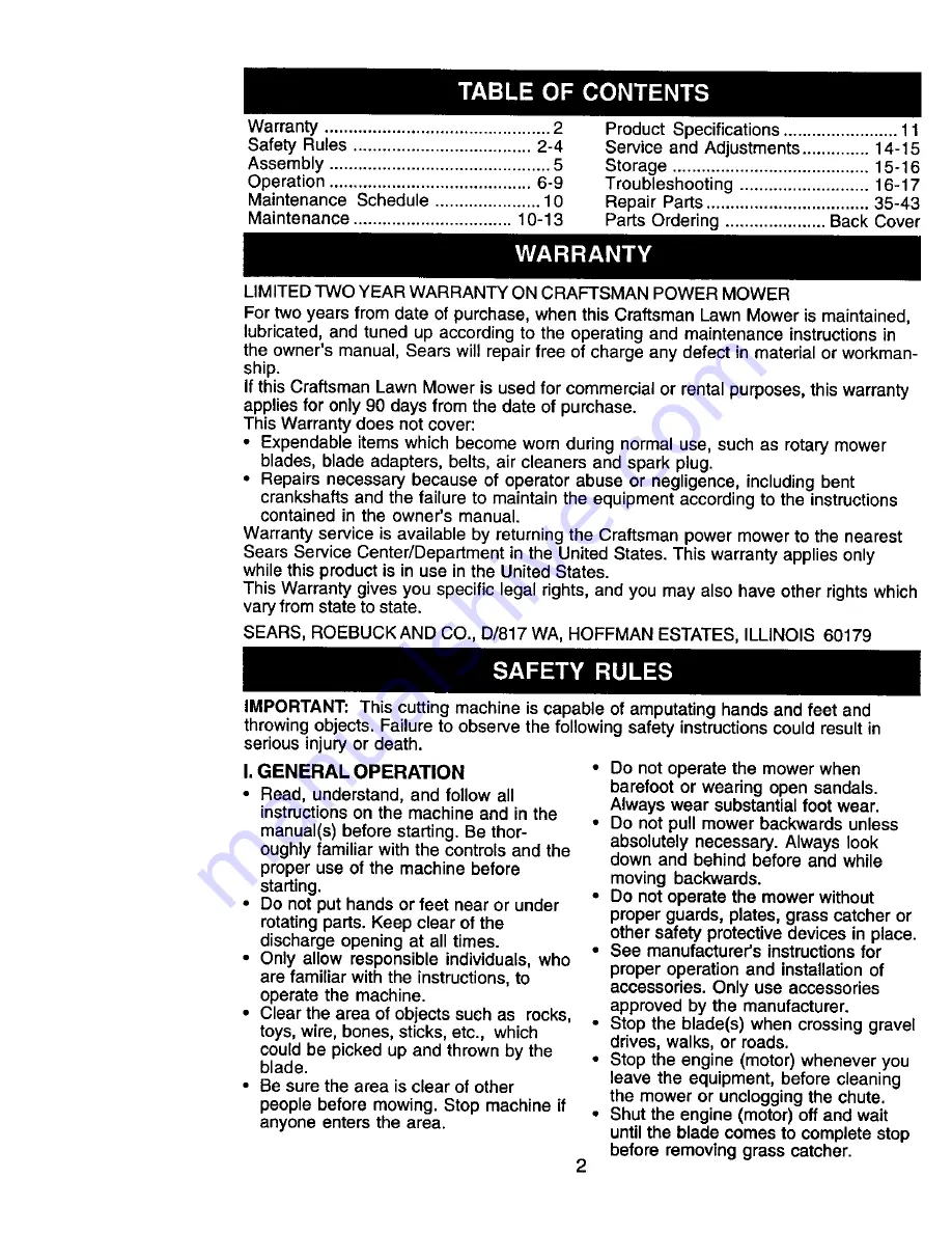 Craftsman 917.377152 Owner'S Manual Download Page 2