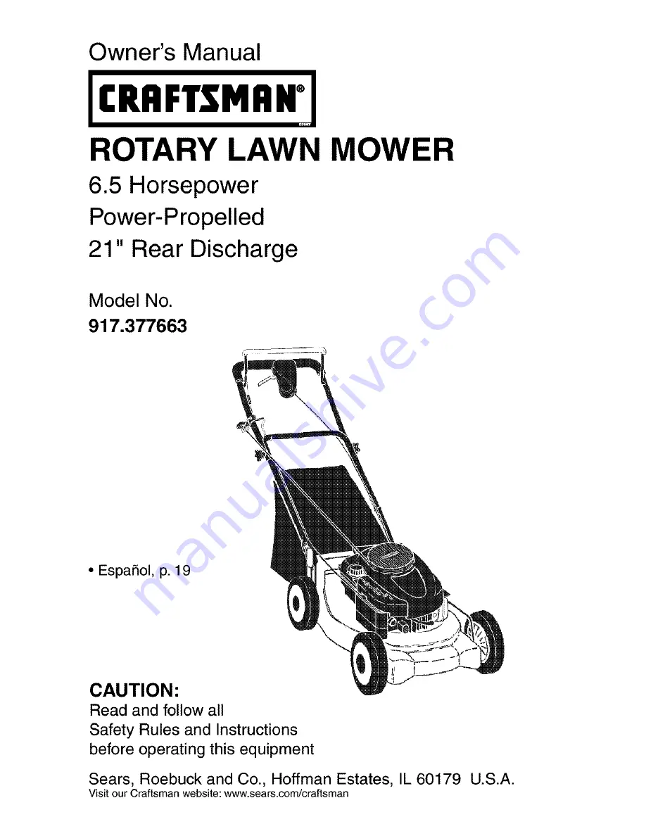 Craftsman 917.377663 Owner'S Manual Download Page 1