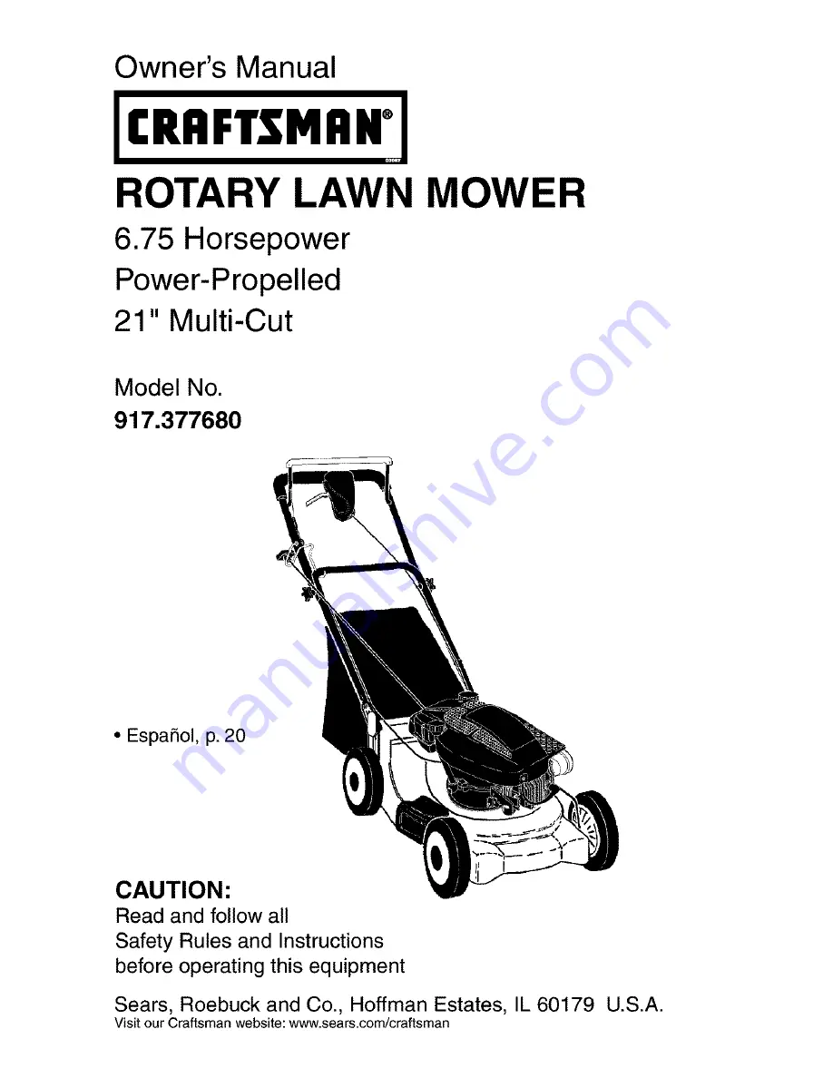 Craftsman 917.377680 Owner'S Manual Download Page 1