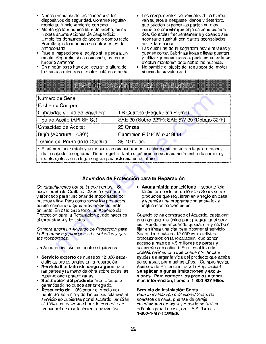 Craftsman 917.377682 Owner'S Manual Download Page 22