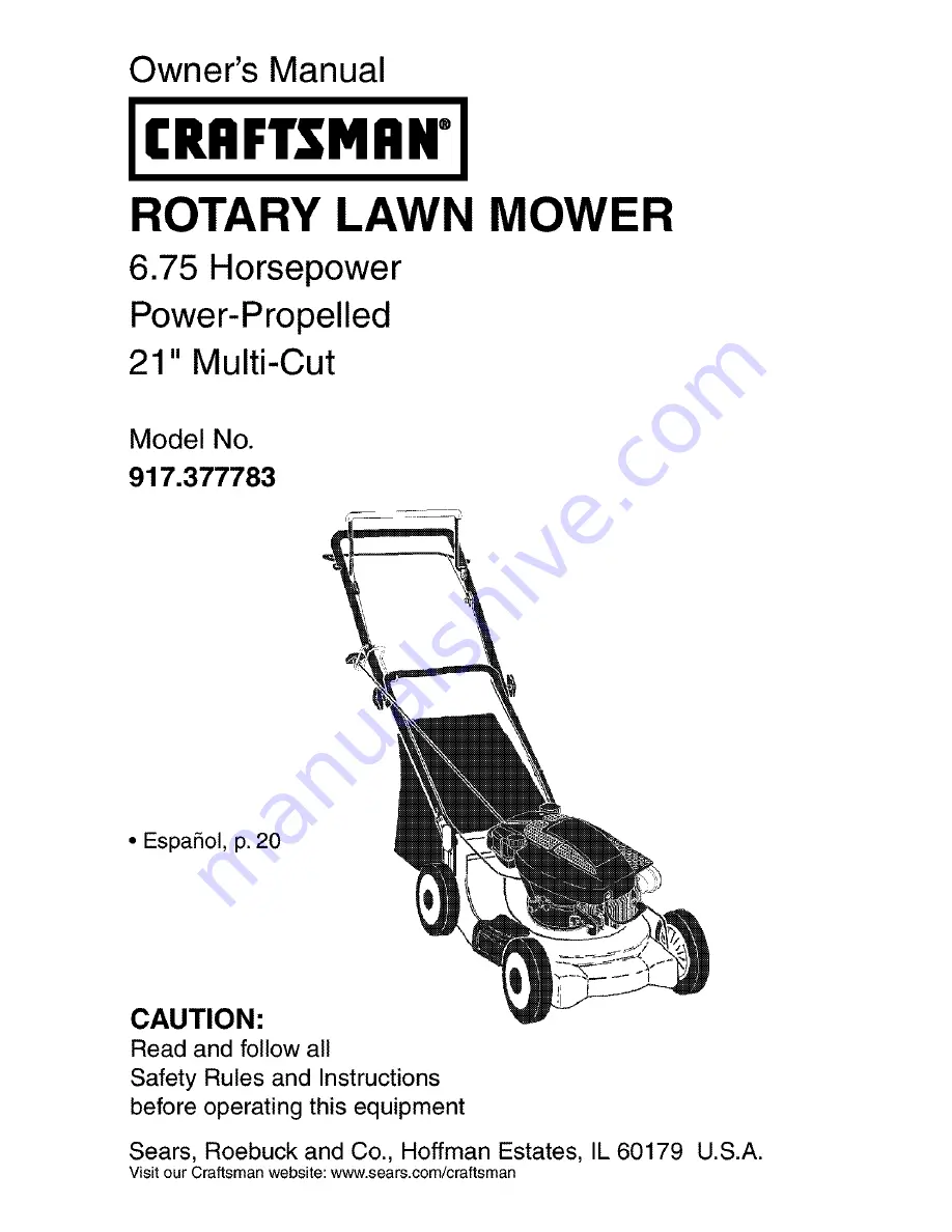 Craftsman 917.377783 Owner'S Manual Download Page 1