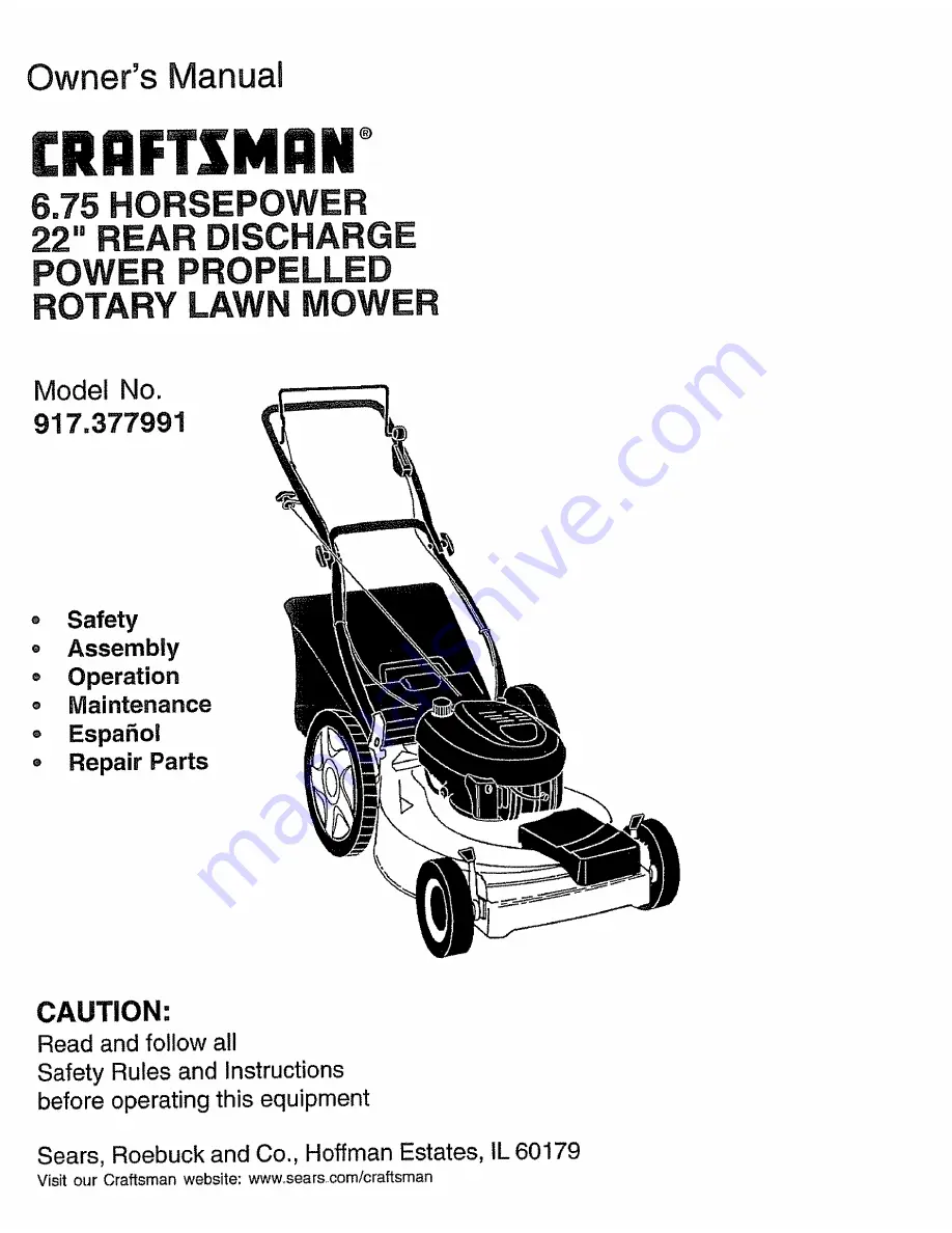 Craftsman 917.377991 Скачать руководство пользователя страница 1