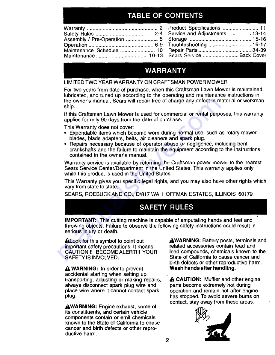 Craftsman 917.378030 Owner'S Manual Download Page 2