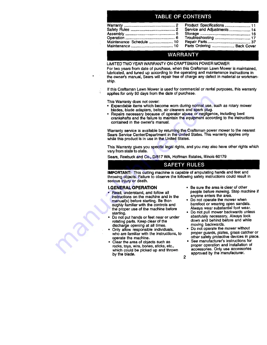 Craftsman 917.378070 Owner'S Manual Download Page 2