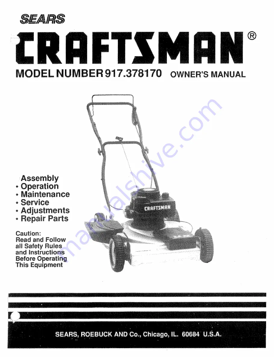 Craftsman 917.378170 Owner'S Manual Download Page 1