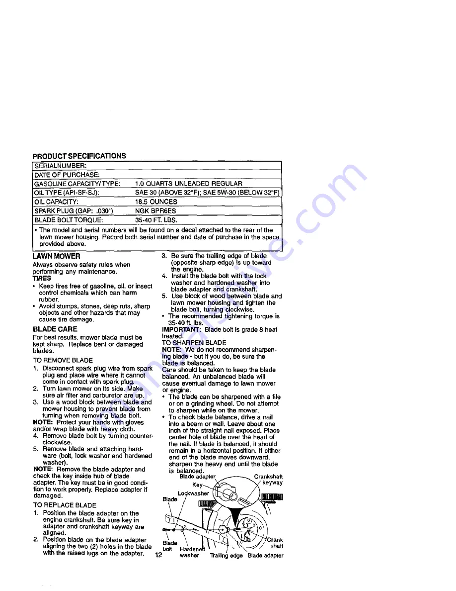 Craftsman 917.378211 Owner'S Manual Download Page 12