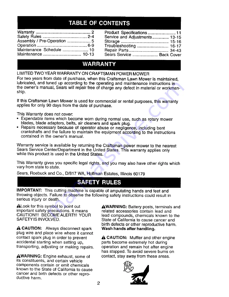 Craftsman 917.378351 Owner'S Manual Download Page 2