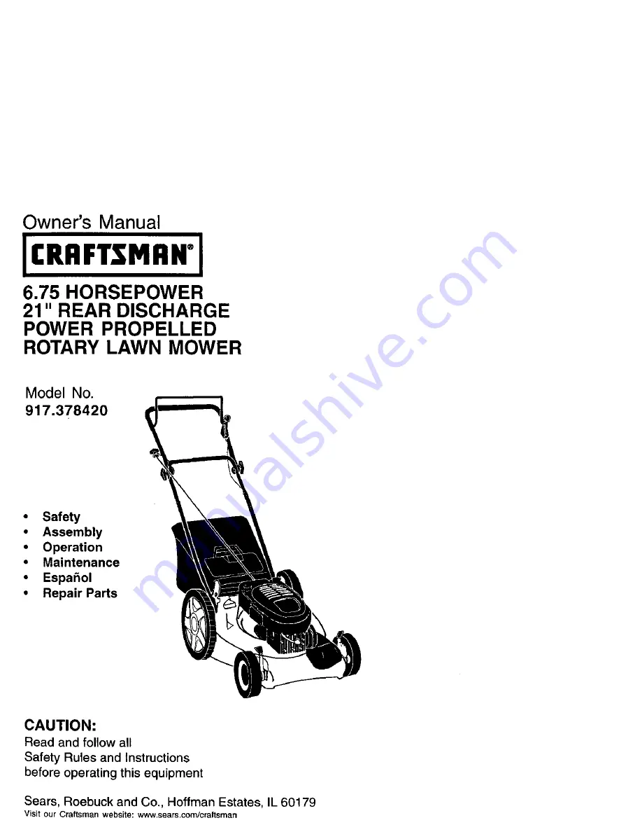 Craftsman 917.378420 Owner'S Manual Download Page 1