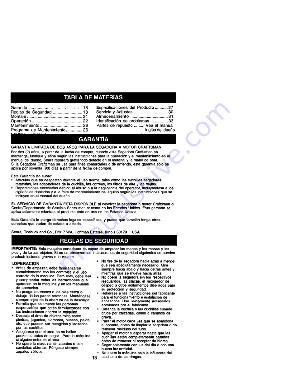 Craftsman 917.378430 Owner'S Manual Download Page 18