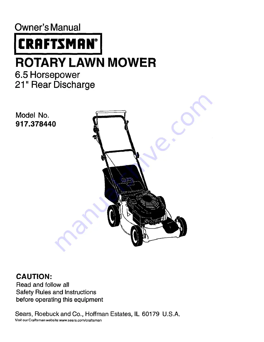 Craftsman 917.378440 Owner'S Manual Download Page 1