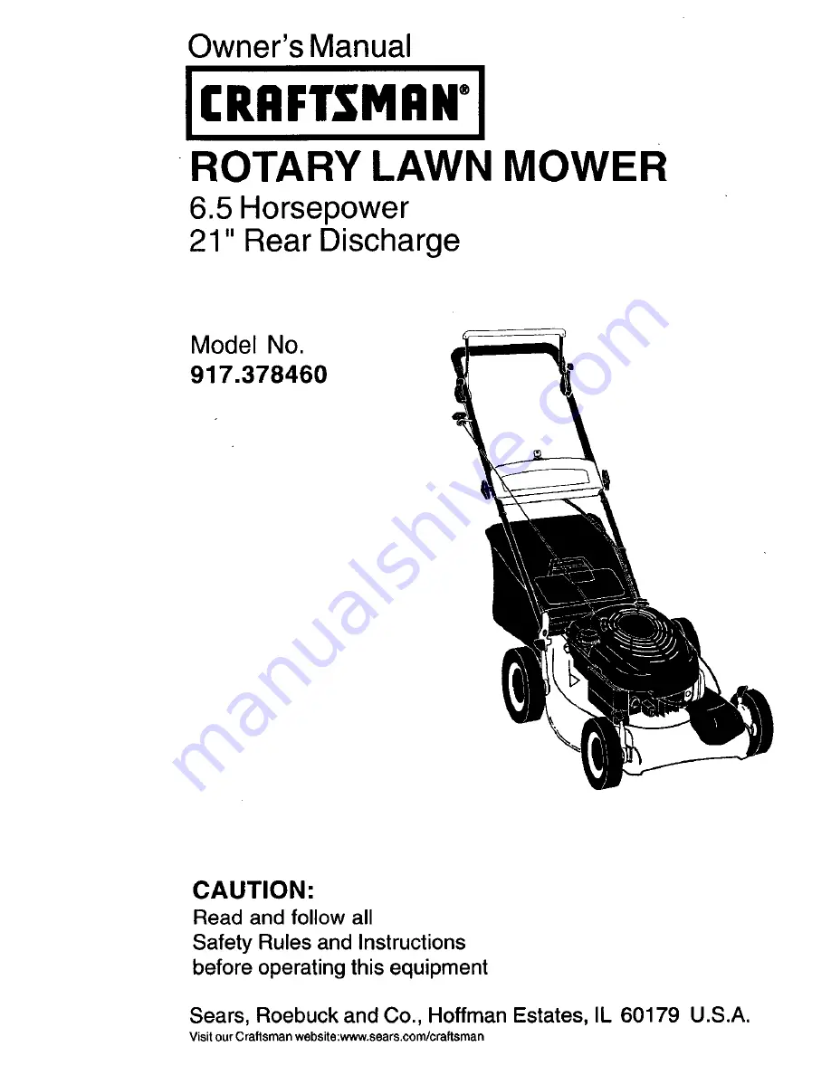 Craftsman 917.378460 Owner'S Manual Download Page 1