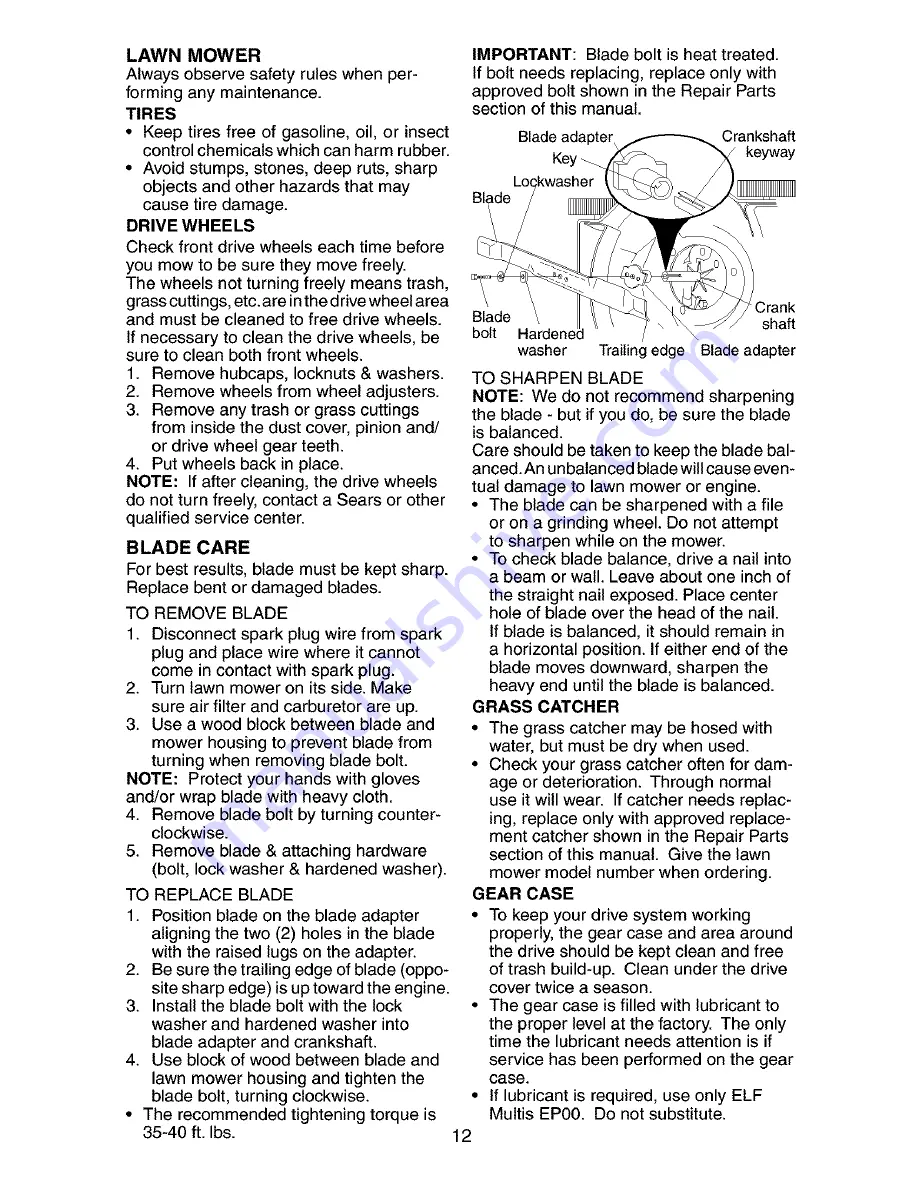 Craftsman 917.378491 Owner'S Manual Download Page 12