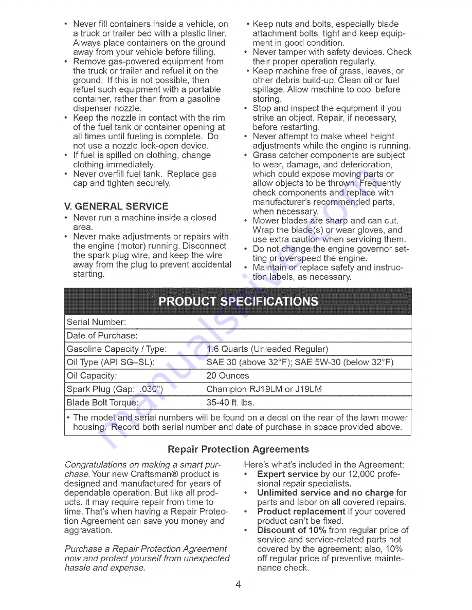 Craftsman 917.378890 Owner'S Manual Download Page 4