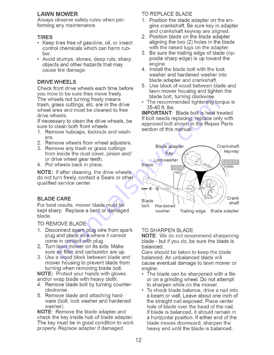 Craftsman 917.378890 Owner'S Manual Download Page 12