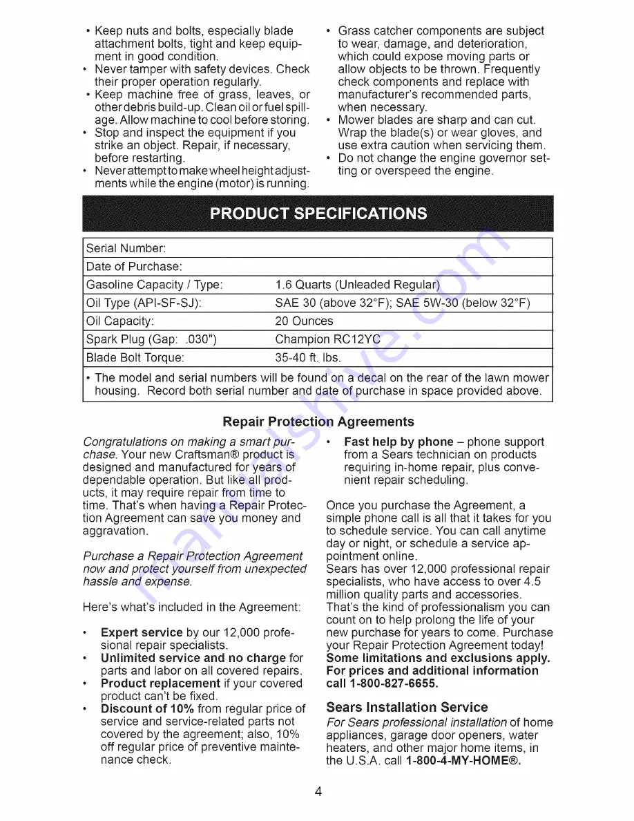 Craftsman 917.378941 Owner'S Manual Download Page 4