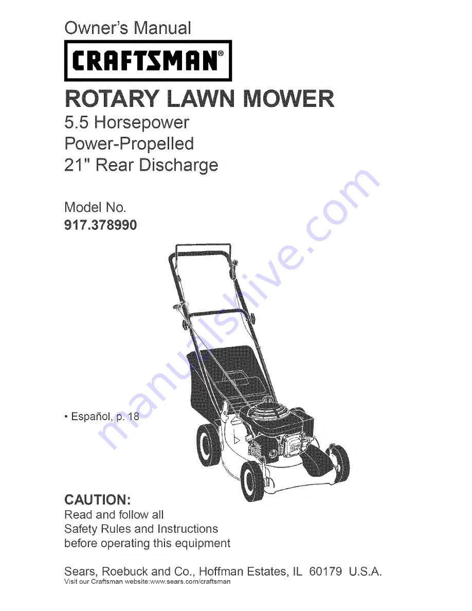 Craftsman 917.378990 Owner'S Manual Download Page 1