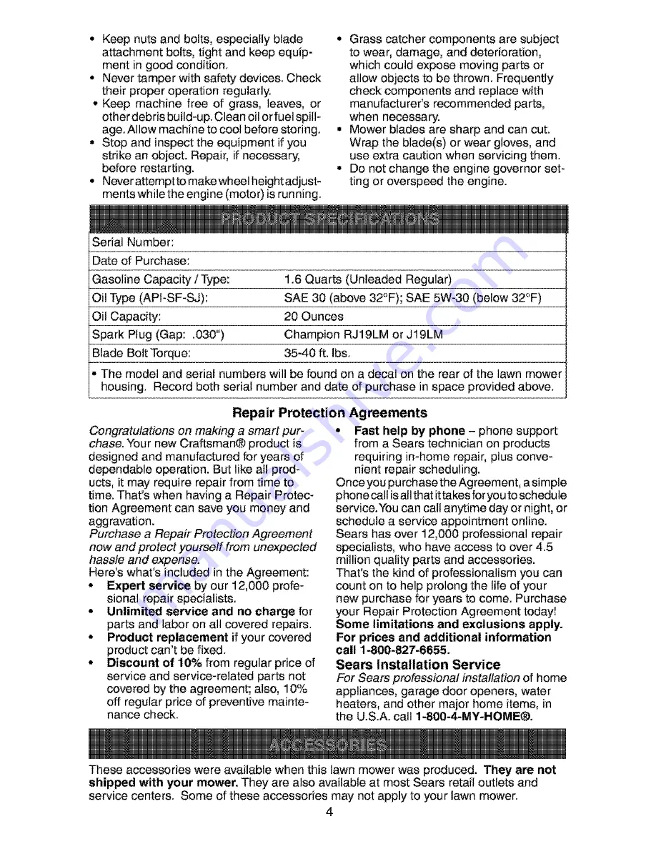 Craftsman 917.379070 Owner'S Manual Download Page 4