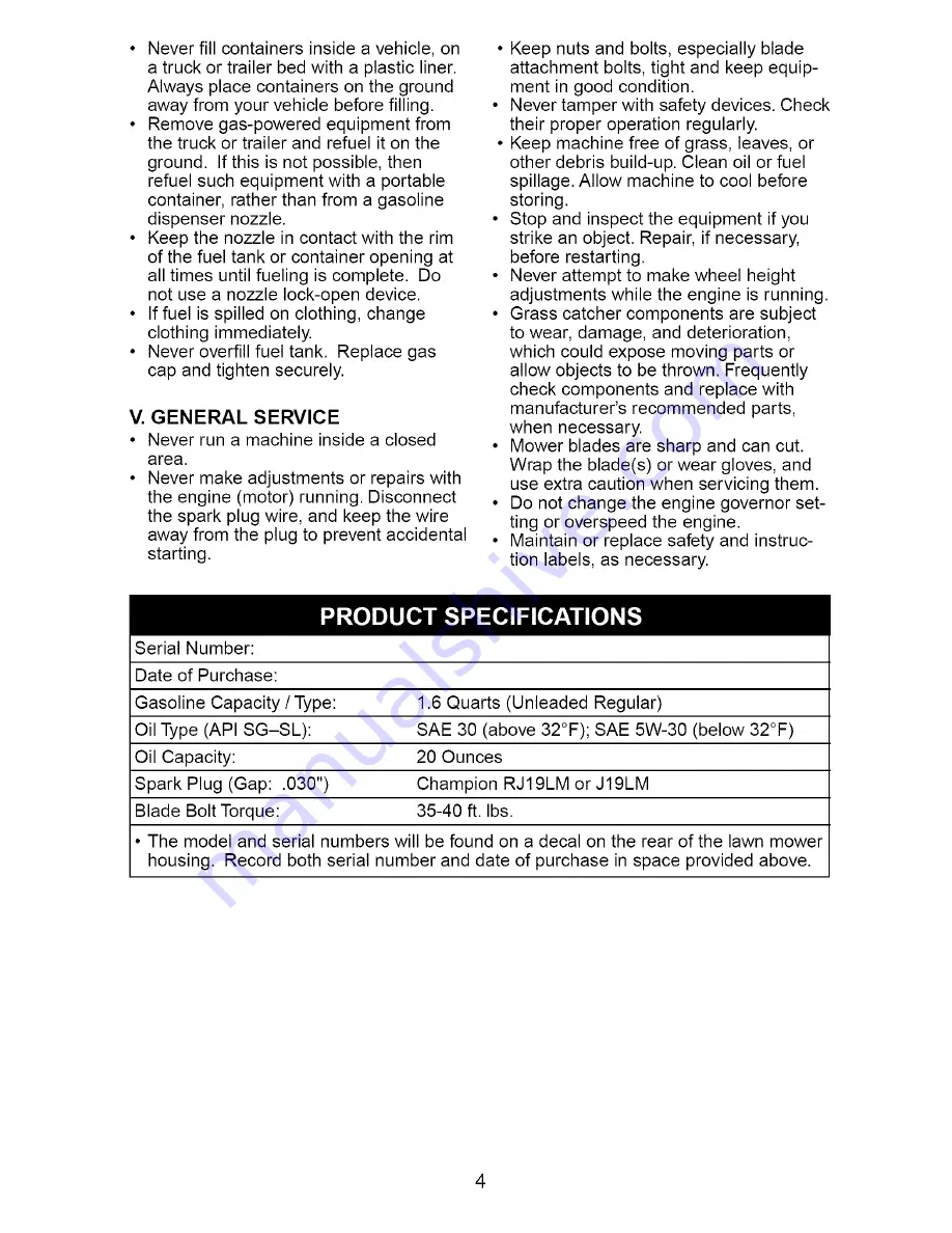 Craftsman 917.379203 Owner'S Manual Download Page 4